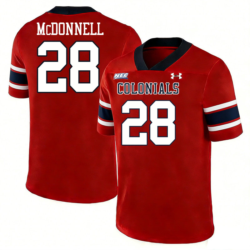 Robert Morris Colonials #28 Patrick McDonnell College Football Jerseys,Uniforms Stitched-Red